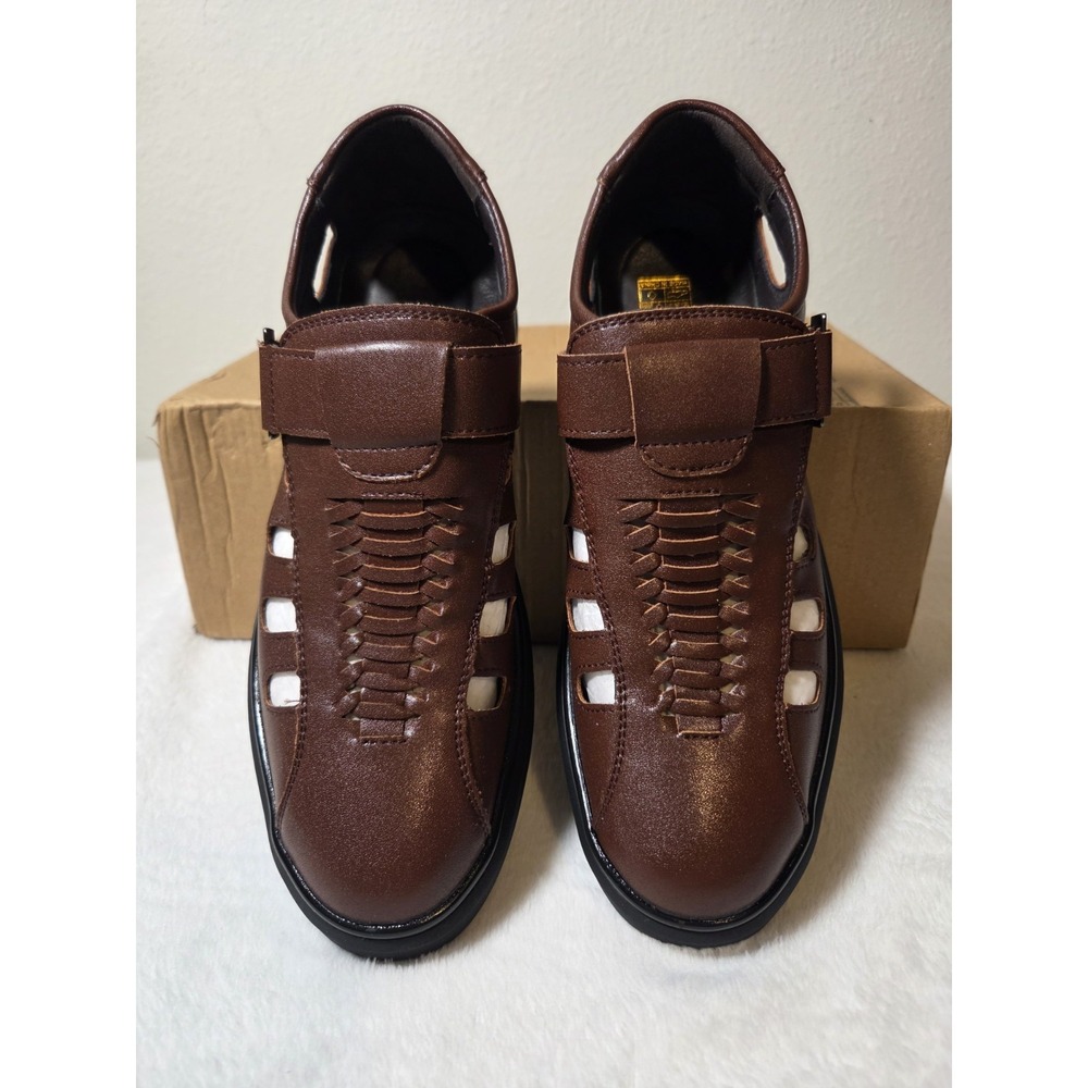 Men's Brown Soft Leather Closed Toe Chunky Sole Comfort & Stylish Sandalsโ Sz 39
